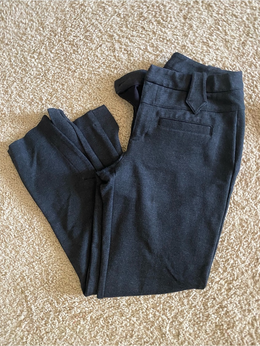 CAbi Charcoal Gray Dress Pants - Tailored Straight Leg with slits at the hem.